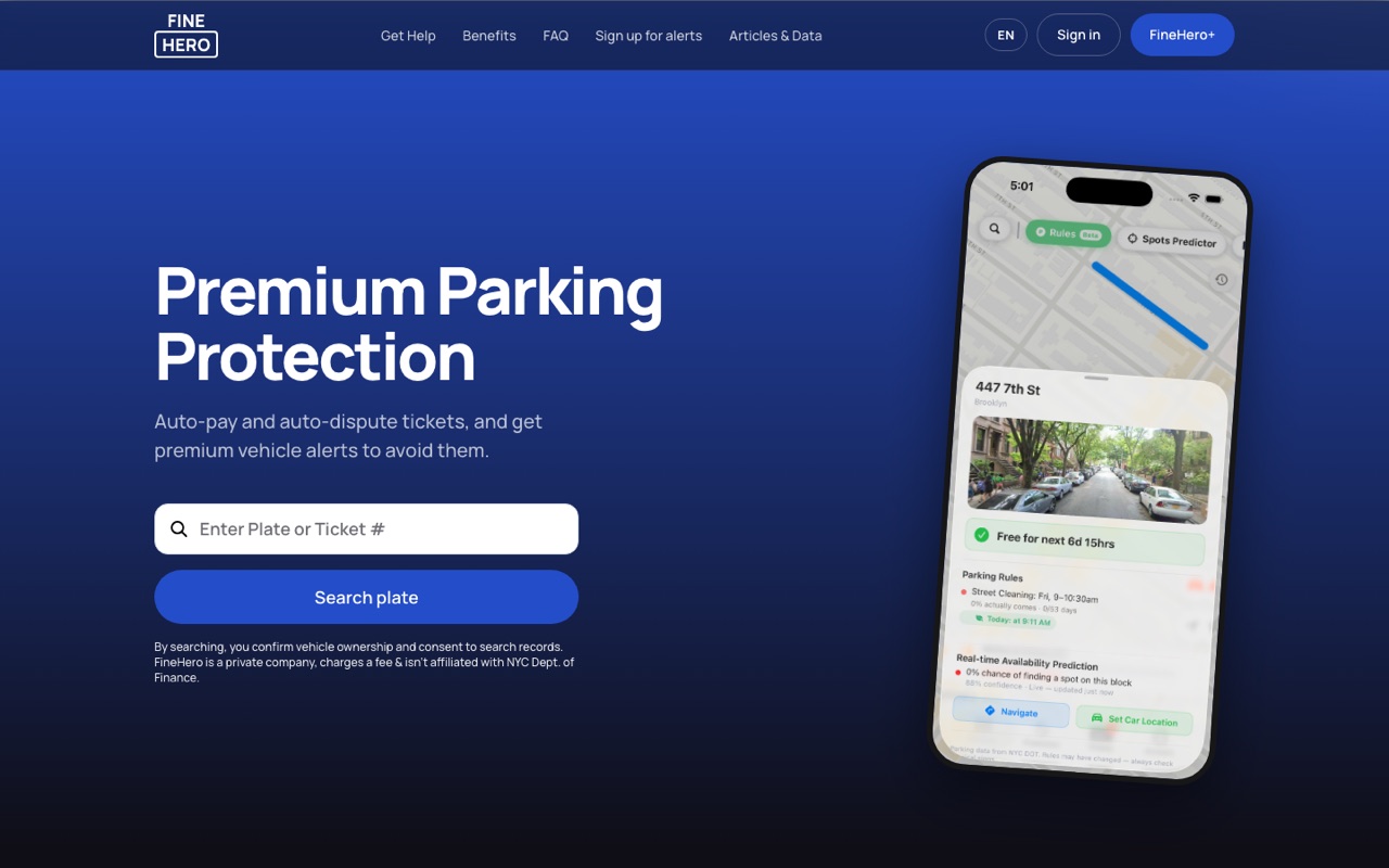 FineHero, premium parking protection